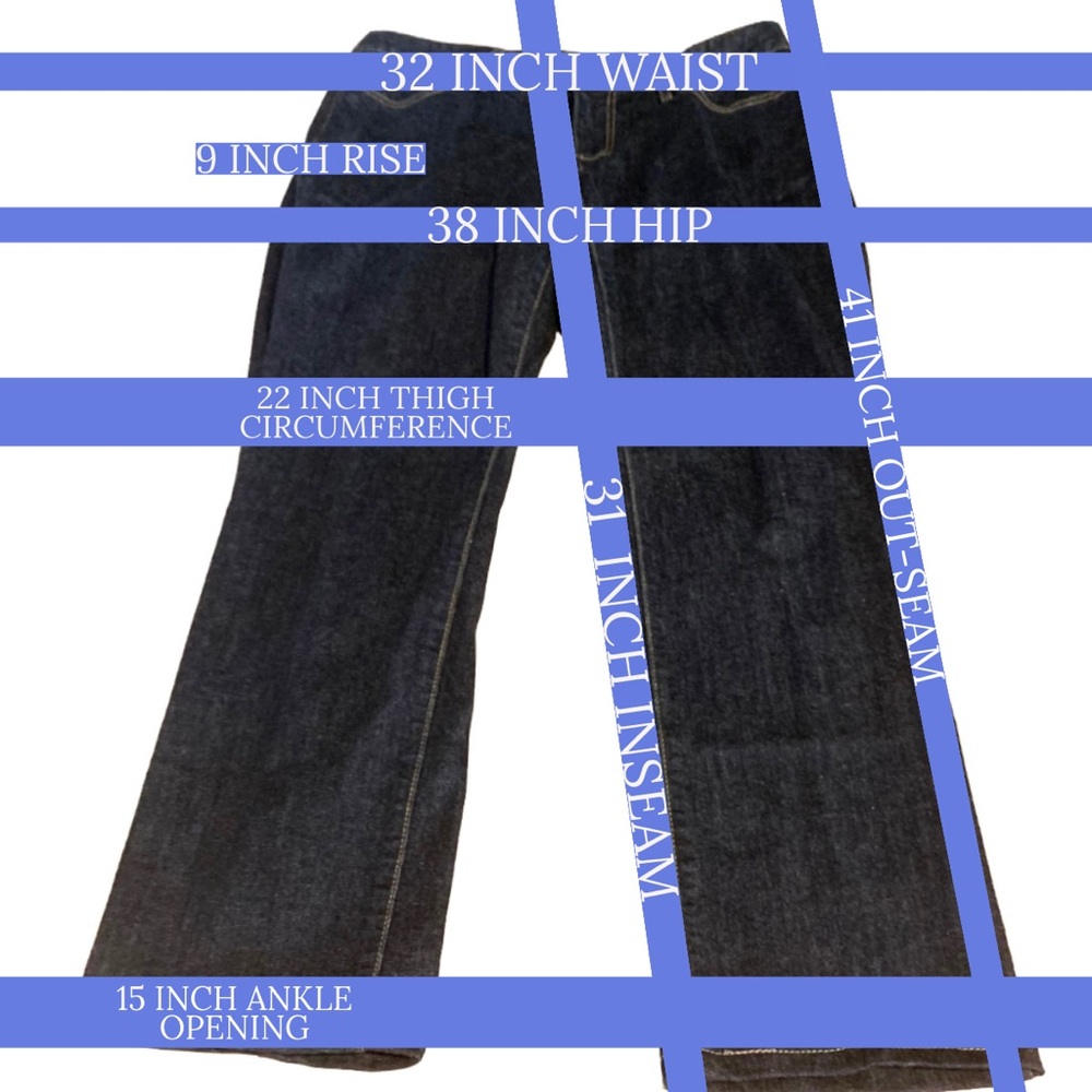 EDDIE BAUER DARK WASH SLIGHTLY CURVY STRAIGHT LEG JEANS (10) - Picture 12 of 13